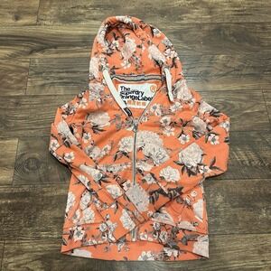 SUPERDRY WOMEN'S ORANGE LABEL AOP PRIMARY ZIPHOOD CORAL/ROSE Size Small‎